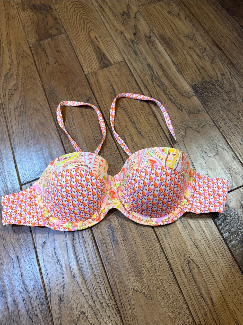 Victoria's Secret Pink & Orange Patterned Bikini Top